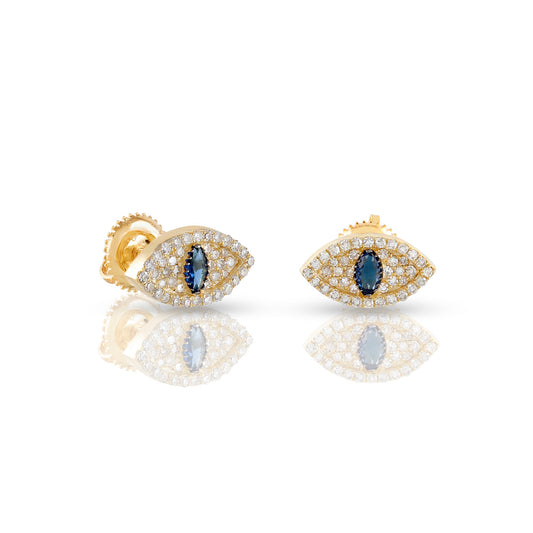 0.33ct Yellow Gold Evil Eye Earrings by Truth Jewel