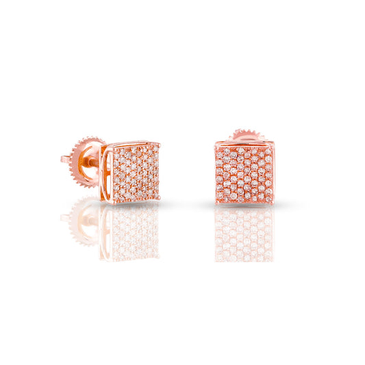 0.26ct Rose Gold Round Diamond Square Earrings by Truth Jewel