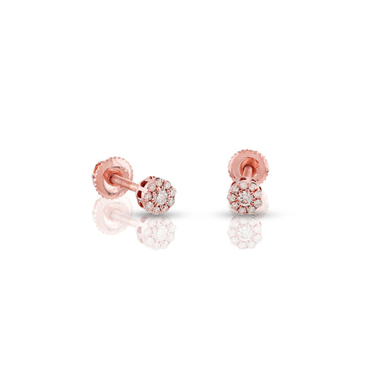 0.11ct Rose Gold Flower Earrings by Truth Jewel