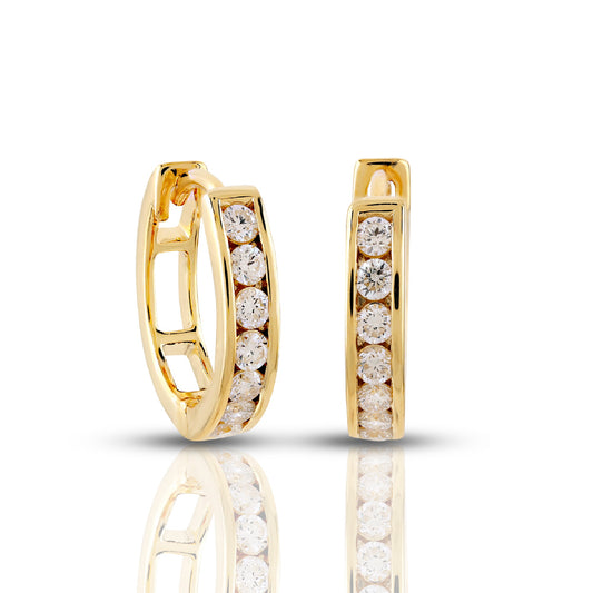 0.39ct Yellow Gold Round Diamond Hoop Earrings by Truth Jewel