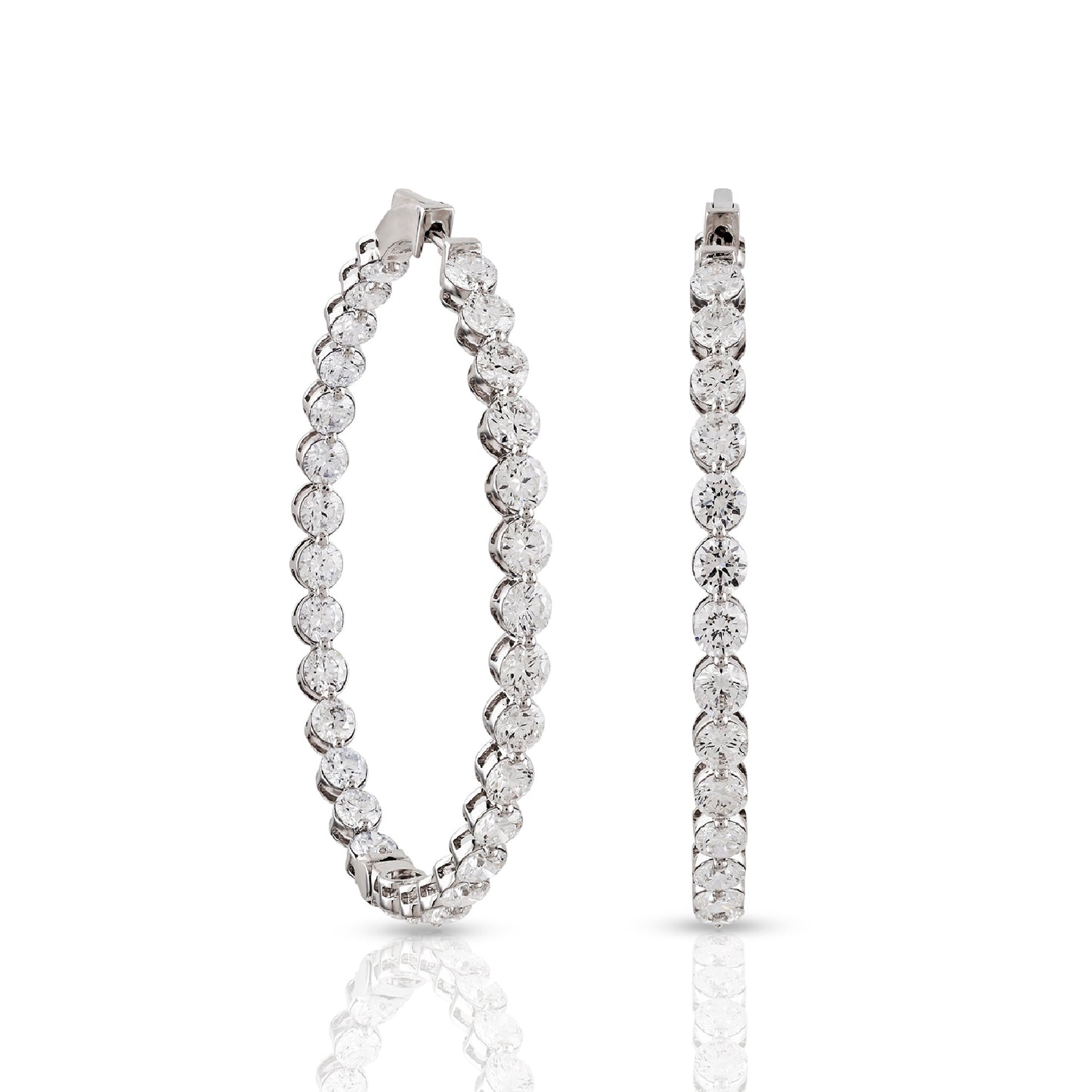 12.23ct White Gold Round Diamond Large Hoop Earrings by Truth Jewel