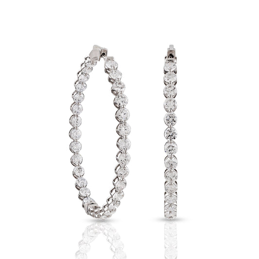 12.23ct White Gold Round Diamond Large Hoop Earrings by Truth Jewel