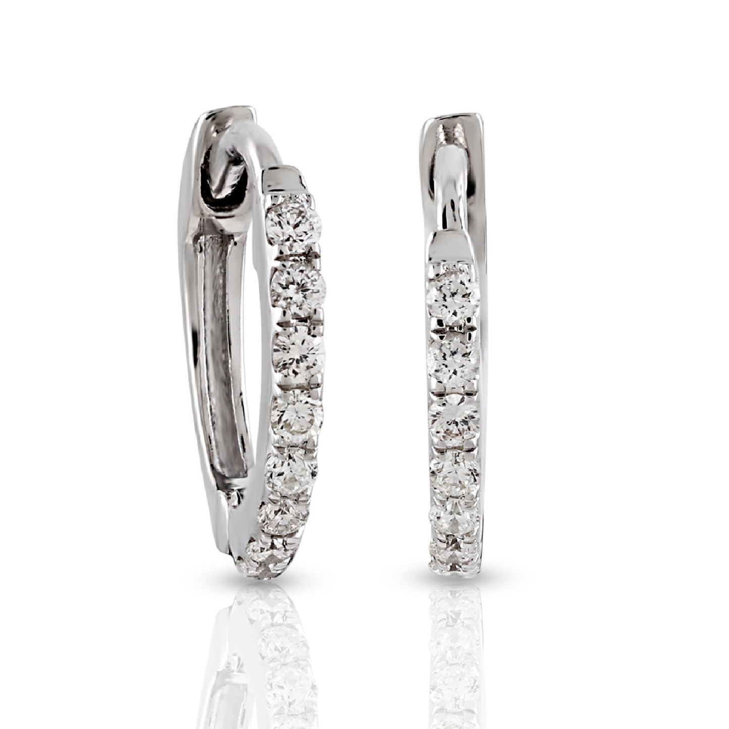 0.12ct White Gold Round Diamond Mini Hoop Earrings by Truth Jewel
