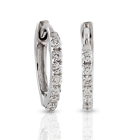 0.12ct White Gold Round Diamond Mini Hoop Earrings by Truth Jewel