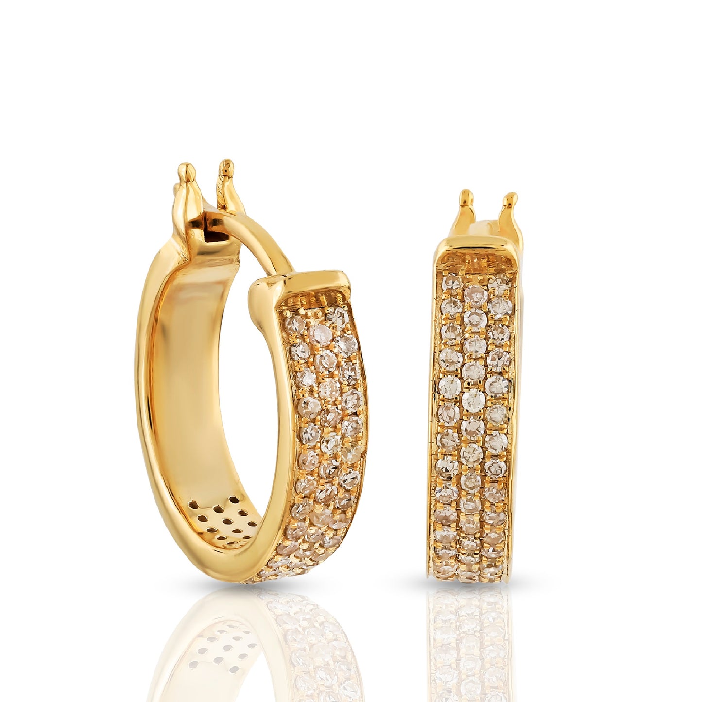 0.29ct Yellow Gold Pavé Round Diamond Hoop Earrings by Truth Jewel