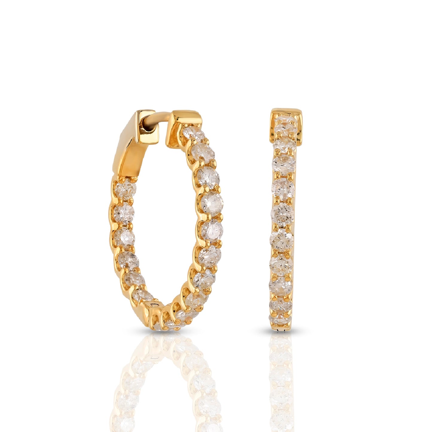 1.13ct Yellow Gold Round Diamond Inside-Out Hoop Earrings by Truth Jewel