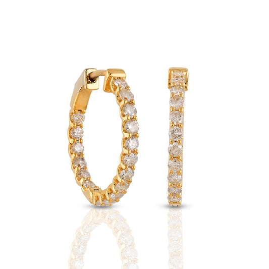 1.13ct Yellow Gold Round Diamond Inside-Out Hoop Earrings by Truth Jewel
