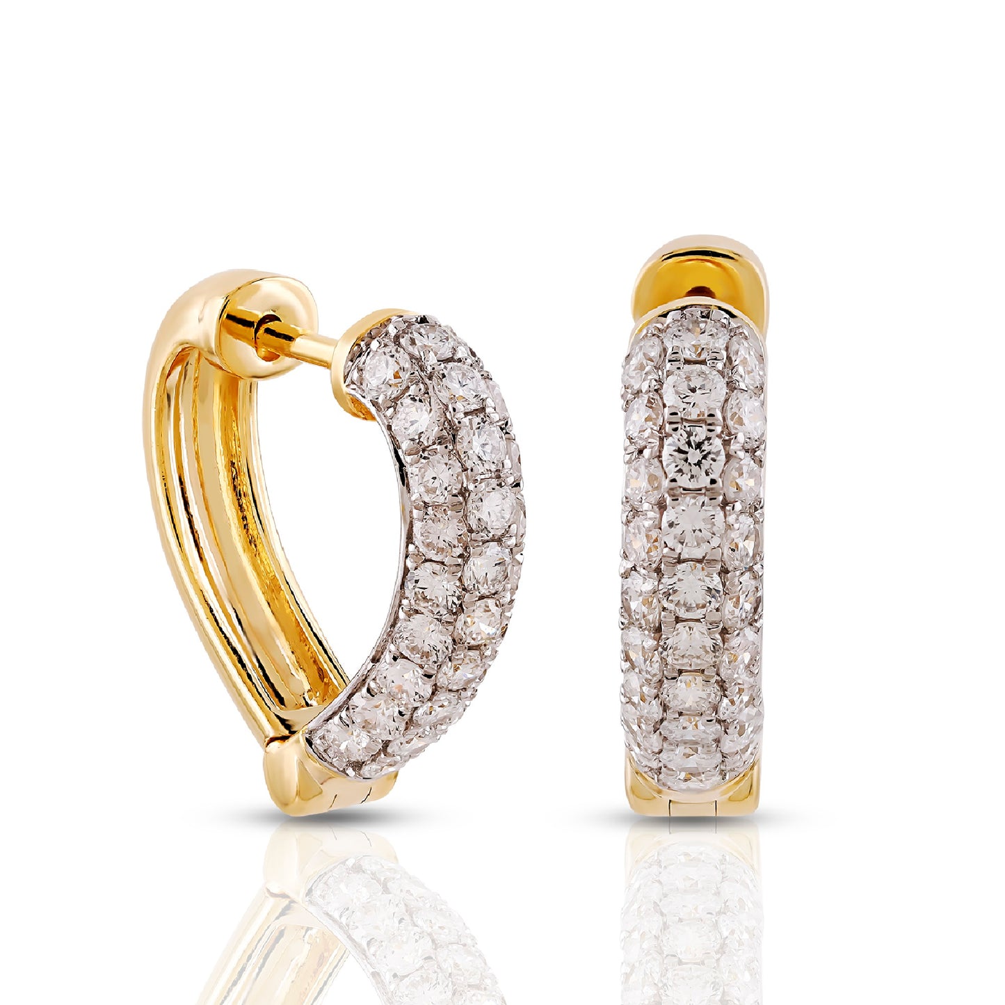 0.91ct Yellow Gold Pavé Round Diamond Half-Dome Hoop Earrings by Truth Jewel