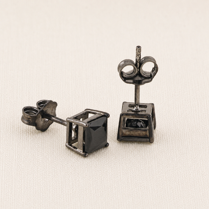 1.20CT Black Princess Cut Diamond Stud Earrings
