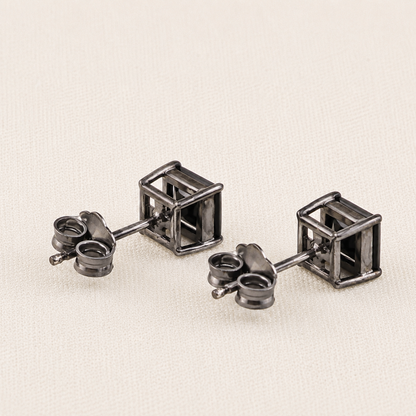 1.20CT Black Princess Cut Diamond Stud Earrings