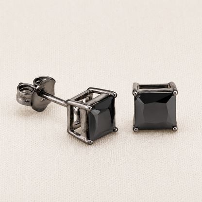1.20CT Black Princess Cut Diamond Stud Earrings