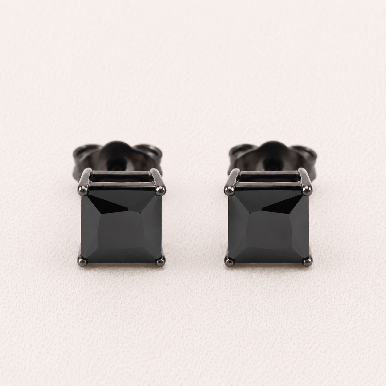 1.20CT Black Princess Cut Diamond Stud Earrings