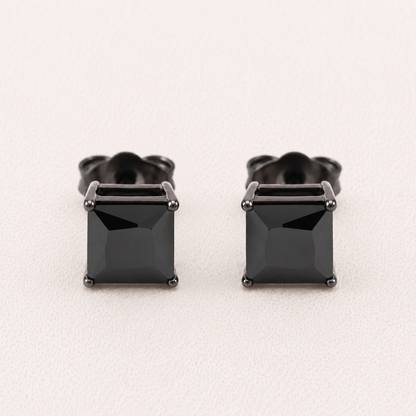 1.20CT Black Princess Cut Diamond Stud Earrings