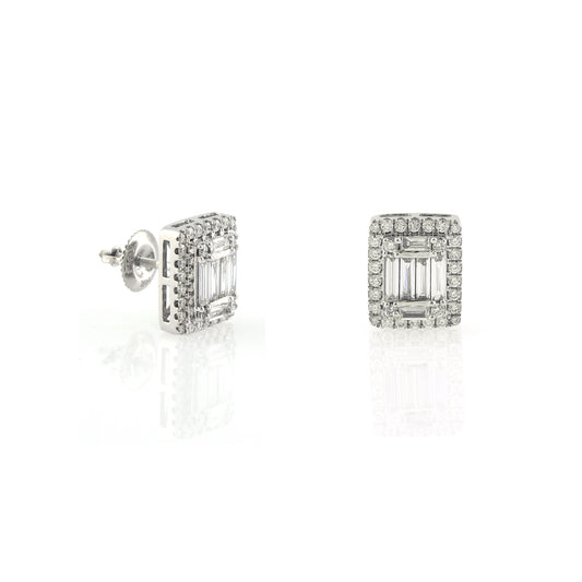 0.96ct White Gold Baguette Diamond Square Earring by Truth Jewel