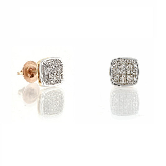 0.26ct Rose Gold White Round Diamond  Square Earrings by Truth Jewel