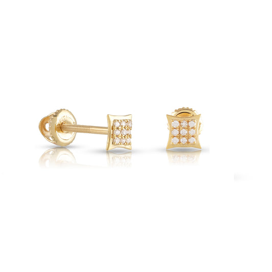 0.06ct Yellow Gold Square Earrings by Truth Jewel