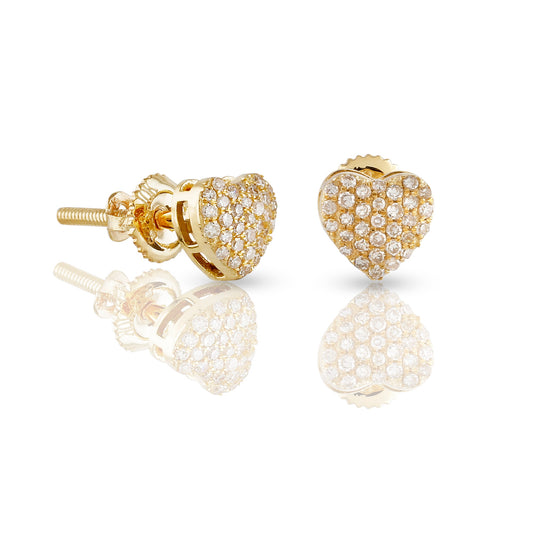 0.16ct Yellow Gold Round Diamond Heart Earrings by Truth Jewel