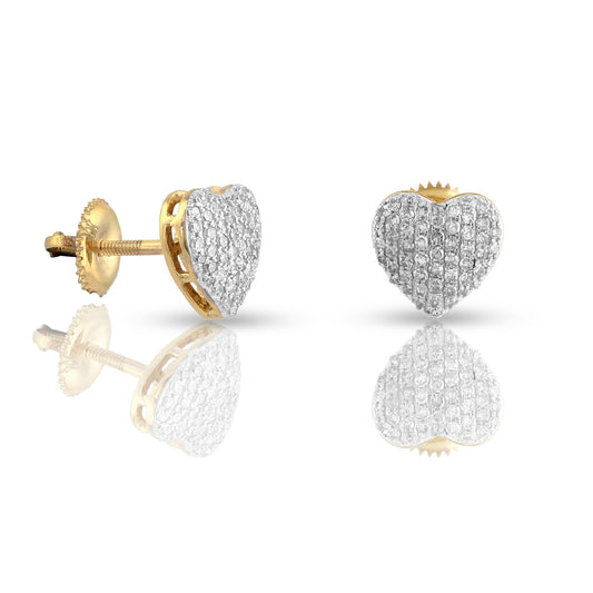 0.39ct Yellow Gold White Diamond Heart Earrings by Truth Jewel