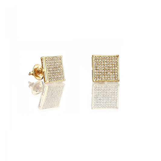 0.46ct Yellow Gold Square Earrings by Truth Jewel