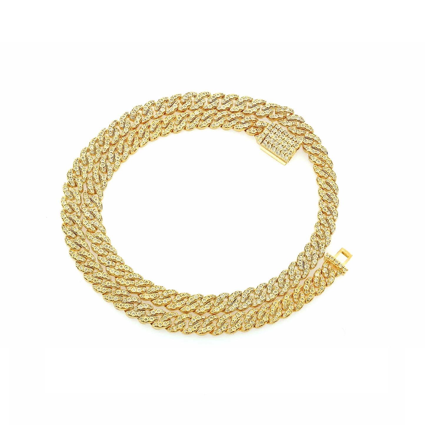 Yellow Gold-Plated Iced Cuban Link Chain Bracelet
