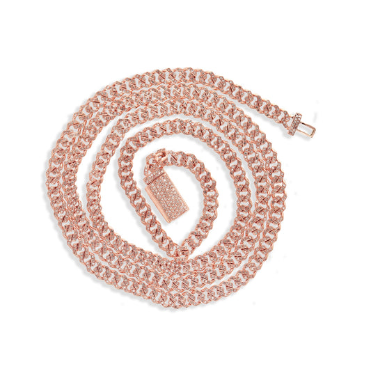 Rose Gold Diamond Cuban Link Necklace
