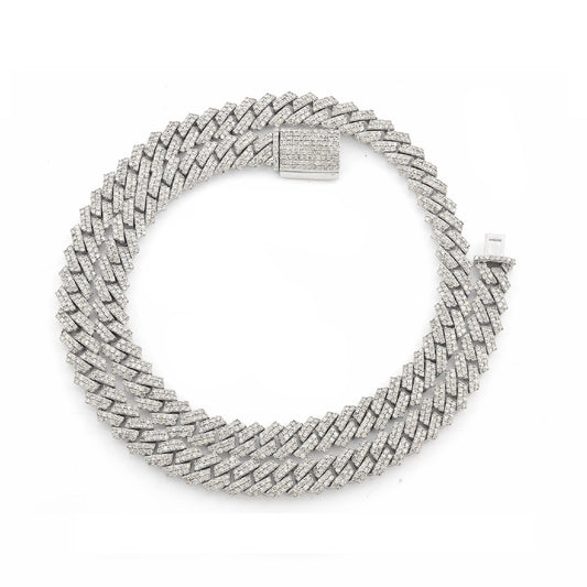 White Gold Ultra-Iced Diamond Weave-Link Chain