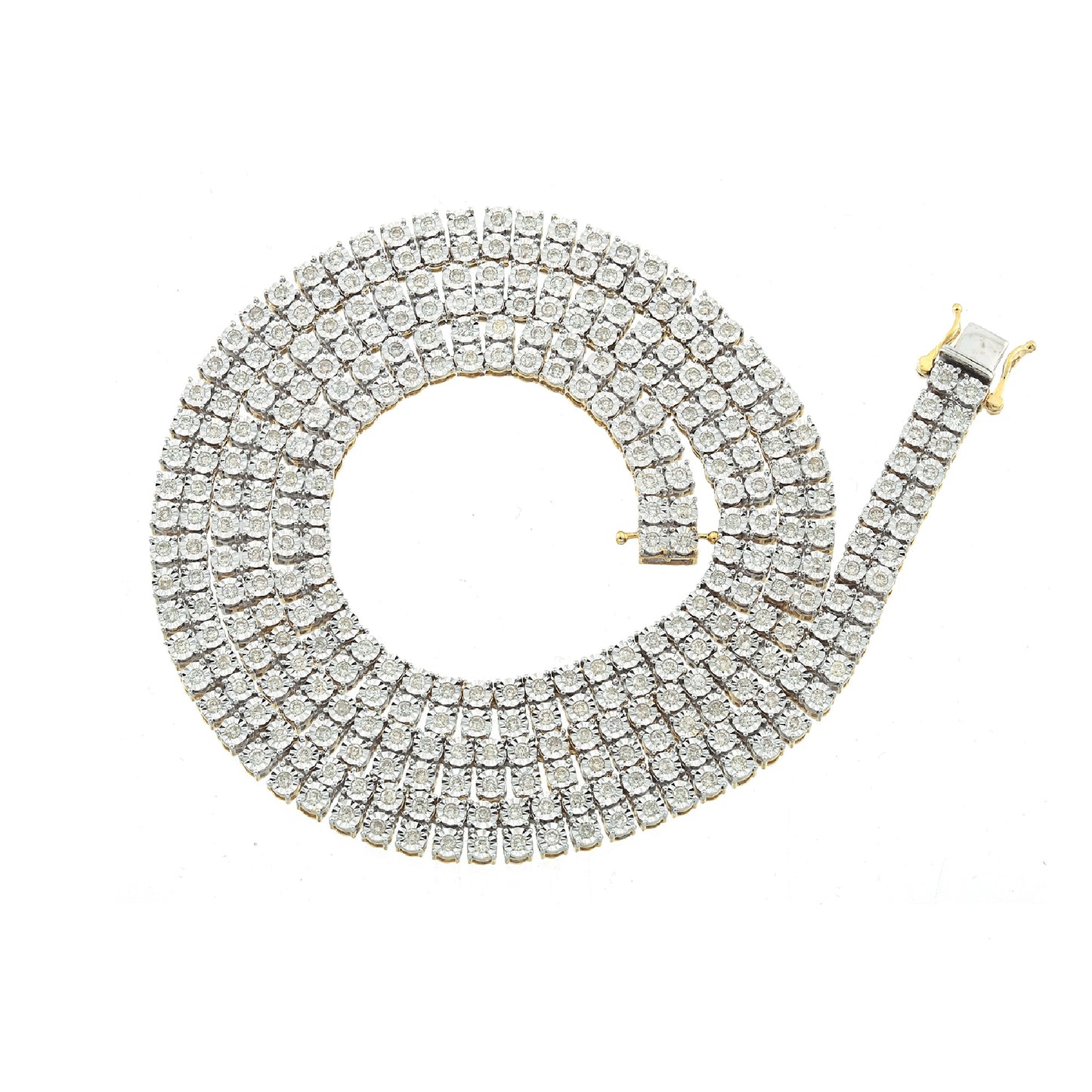 White Gold Quad-Row Diamond Tennis Necklace by Truth Jewel