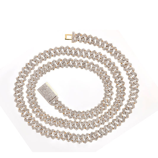 22 Inch Yellow Gold Diamond Cuban Necklace By Truth Jewel