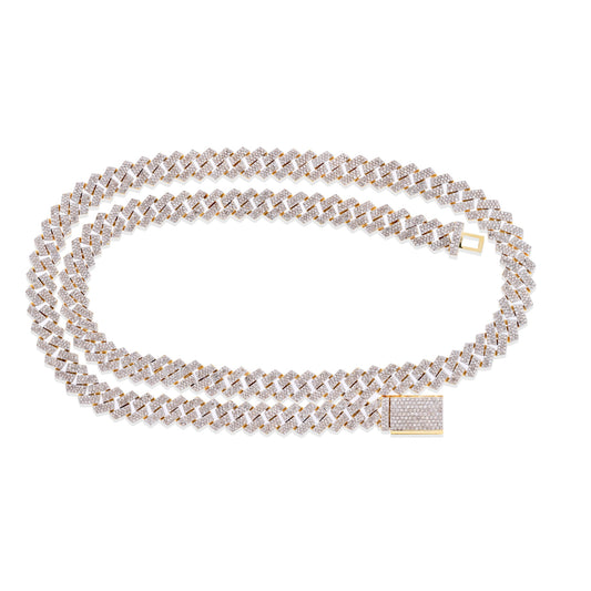 22 Inch Iced Diamond Cuban Link Necklace in Yellow Gold By Truth Jewel