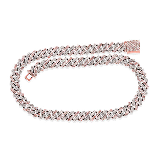 Two-Tone 10mm Iced Diamond Cuban Link Necklace By Truth Jewel