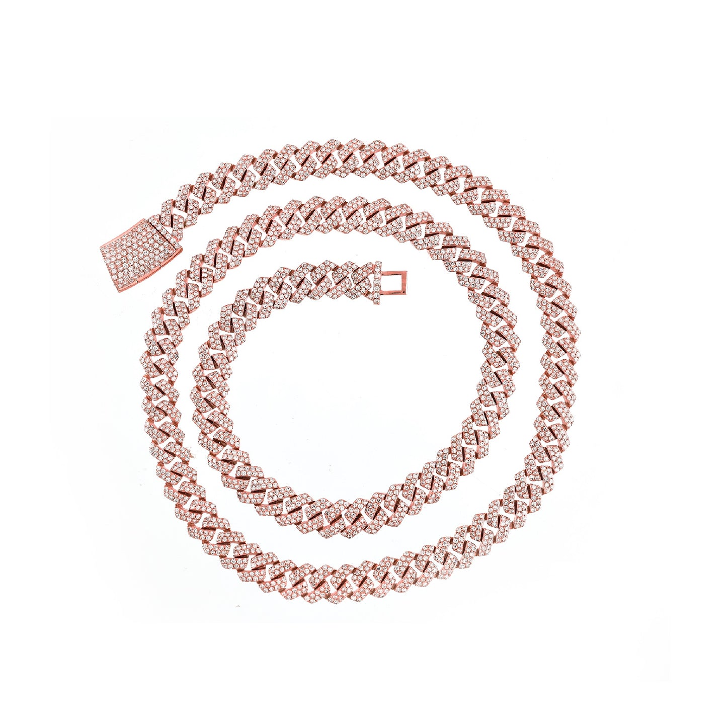 Rose Gold Iced Diamond Cuban Link Necklace By Truth Jewel