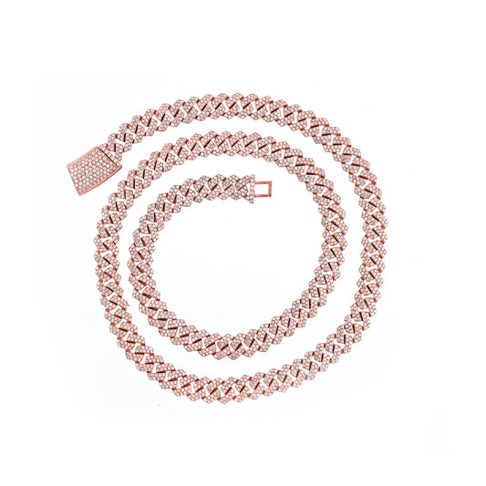 Rose Gold Iced Diamond Cuban Link Necklace By Truth Jewel