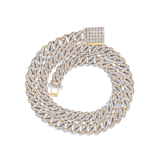 Iced Out Yellow Gold Cuban Chain