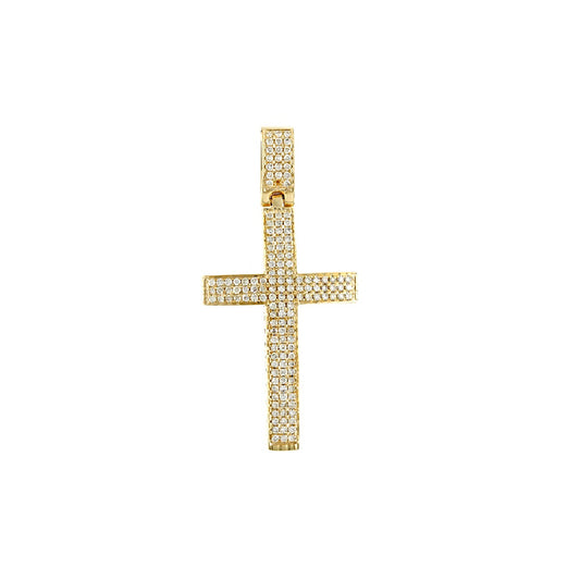 Yellow Gold Fully Iced Diamond Cross Pendant By Truth Jewel