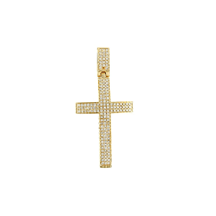 Yellow Gold Fully Iced Diamond Cross Pendant