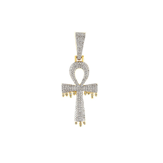 Yellow Gold White Diamond Cross Pendant by Truth Jewel