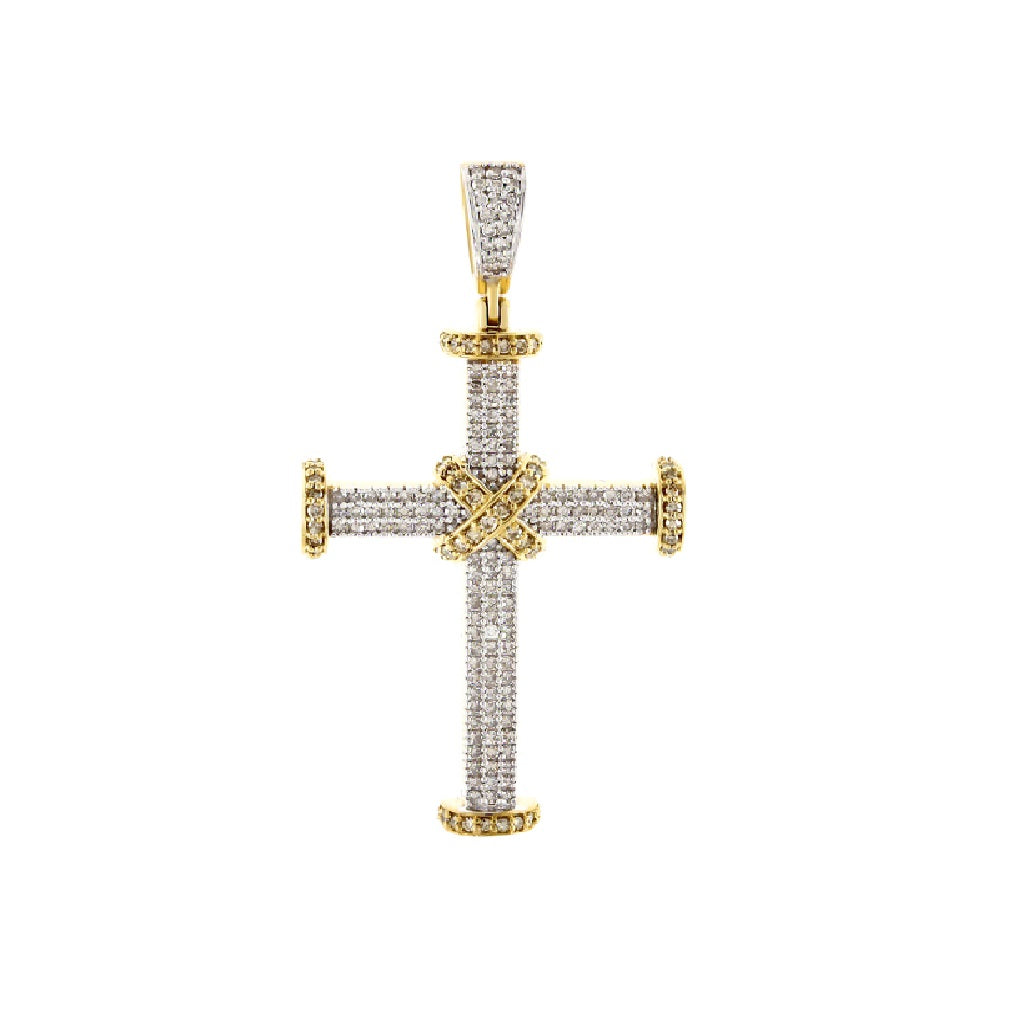 Yellow Gold Diamond X-Detail Cross Pendant By Truth Jewel