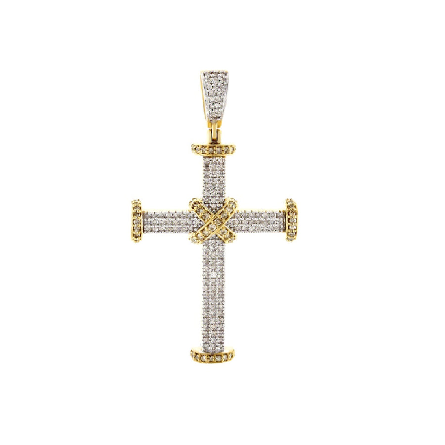 X-Detail Cross Pendant in Yellow Gold & Diamond