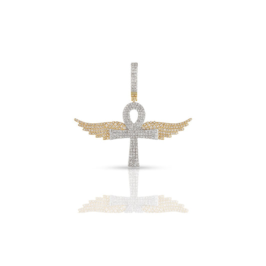Yellow Gold Diamond Wings Cross Pendant by Truth Jewel