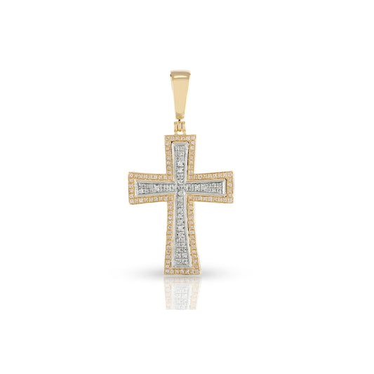 Yellow Gold White Diamond Cross Pendant by Cross Pendant by Truth Jewel