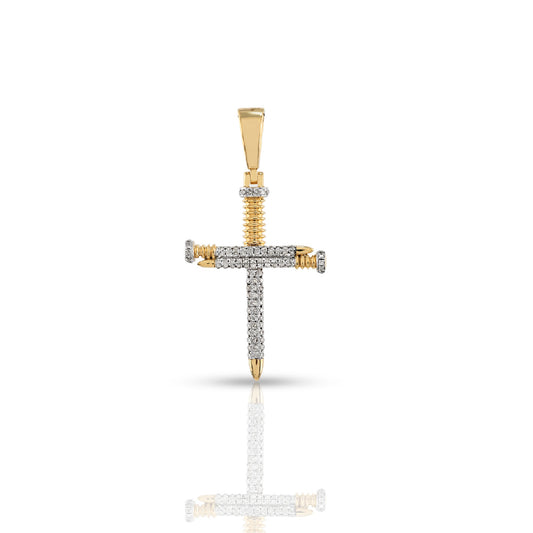 Yellow Gold Diamond Nail Cross Pendant By Truth Jewel
