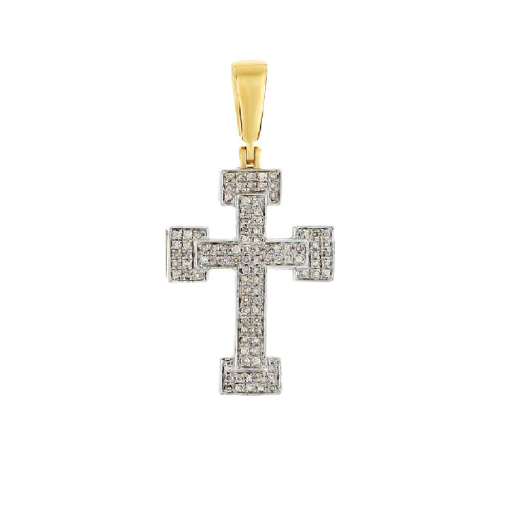 Yellow Gold Diamond Cross Pendant With a Yellow Gold Bail
