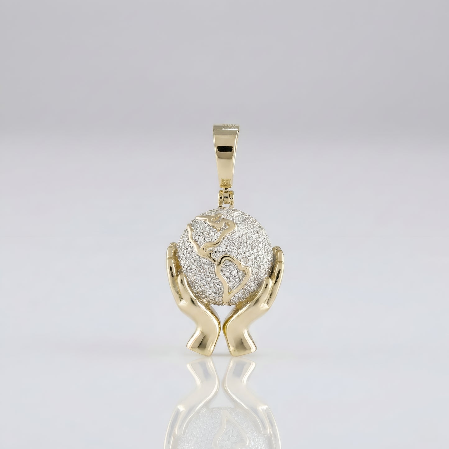 10K Yellow Gold World in Your Hands Pendant