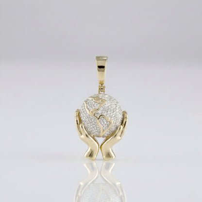 10K Yellow Gold World in Your Hands Pendant