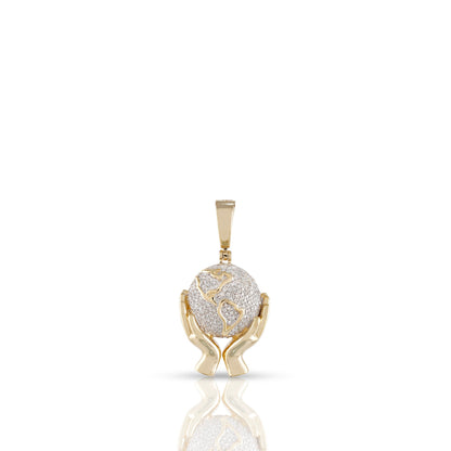 10K Yellow Gold World in Your Hands Pendant