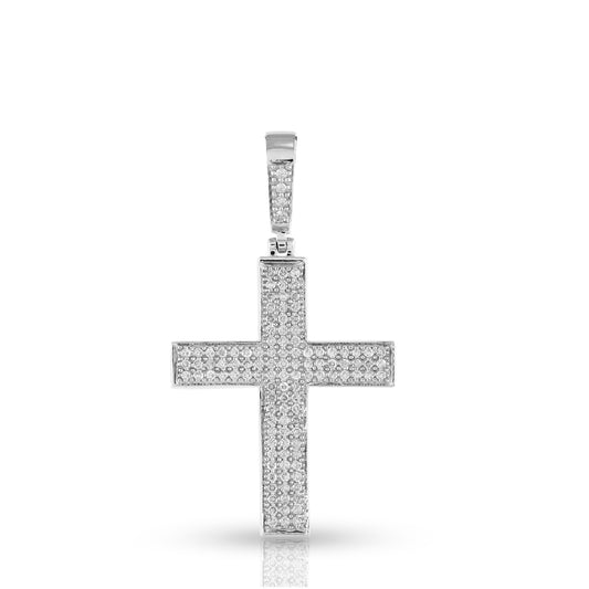White Gold Fully Iced Diamond Cross Pendant By Truth Jewel
