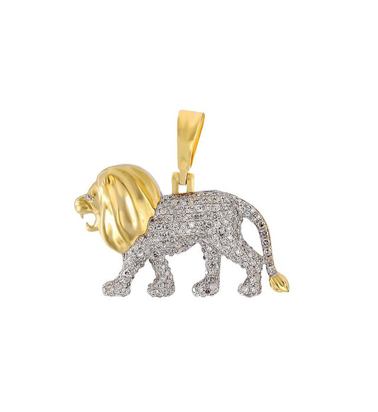14k Yellow Gold Lion Pendant With Diamond