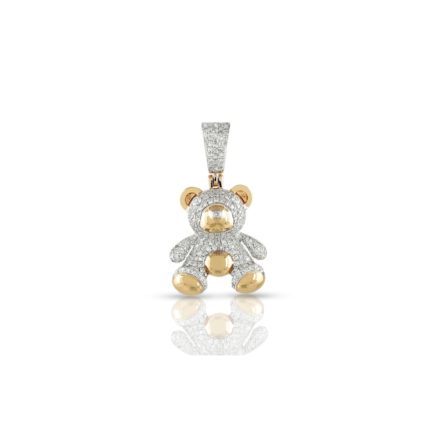 14k Yellow Gold Teddy Bear Diamond Pendant – Adorable & Elegant Jewelry