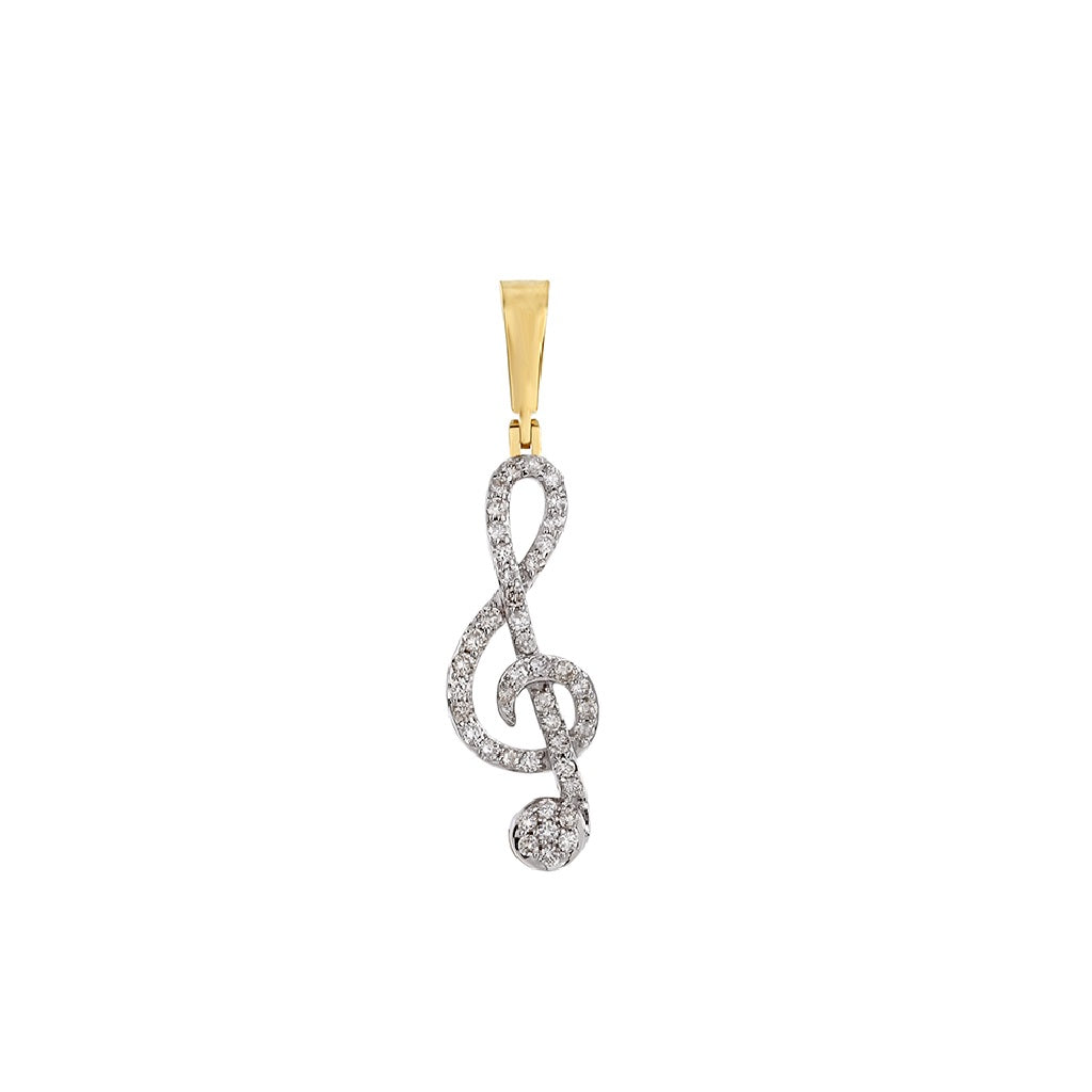 Music Note Yellow Gold & Diamond Treble Clef Pendant