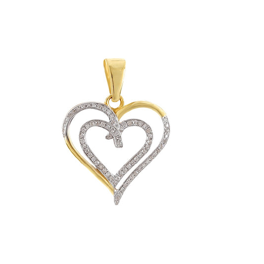 Heart of Yellow Gold Round Diamond Heart Pendant By Truth Jewel